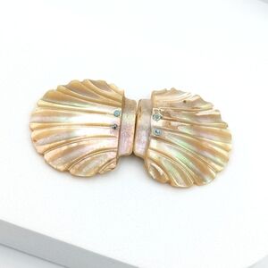 Antique 1920s-1930s carved hook belt buckle MOP mother of pearl